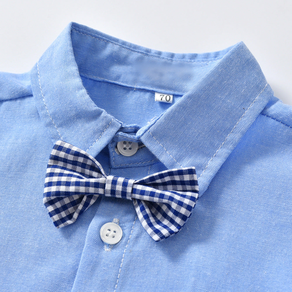Traje de caballero con pechera y manga larga para niño con pajarita