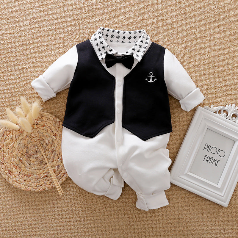 Ropa de bebé para caballero, ropa de bebé de manga larga, mameluco de caballero