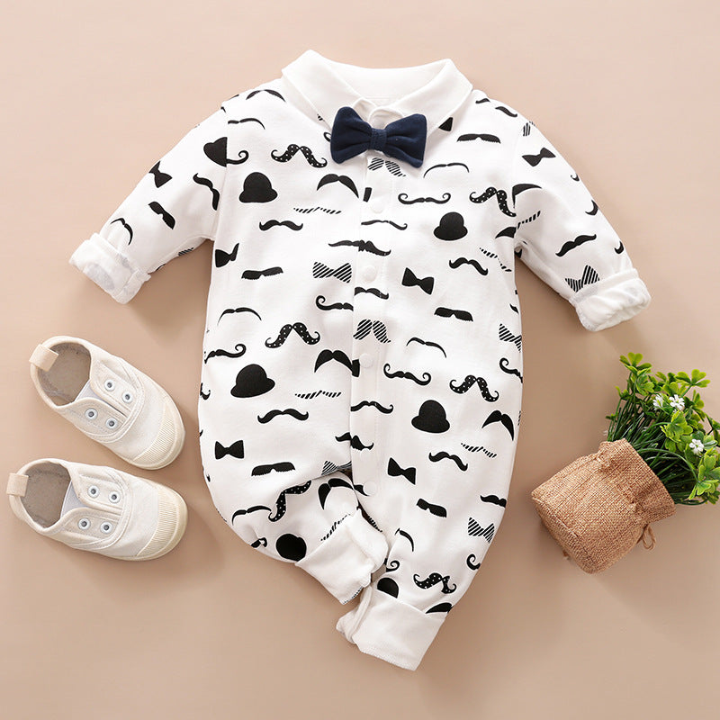 Ropa de bebé para caballero, ropa de bebé de manga larga, mameluco de caballero