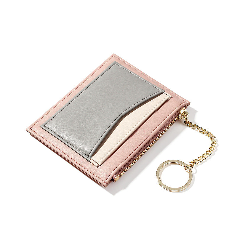 Cartera de mujer con costuras, tarjetero con cremallera y múltiples posiciones para tarjetas, llavero, monedero pequeño para mujer