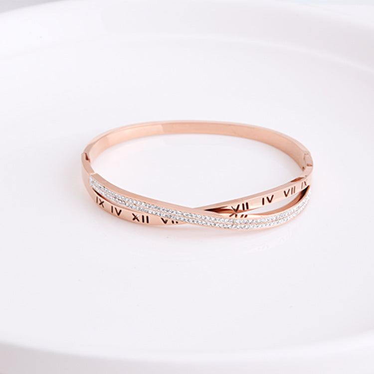 Pulsera de diamantes con palabra romana de estilo moderno para mujer