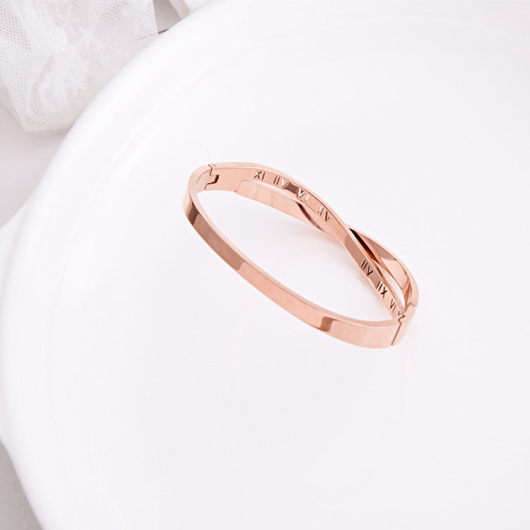 Pulsera de diamantes con palabra romana de estilo moderno para mujer