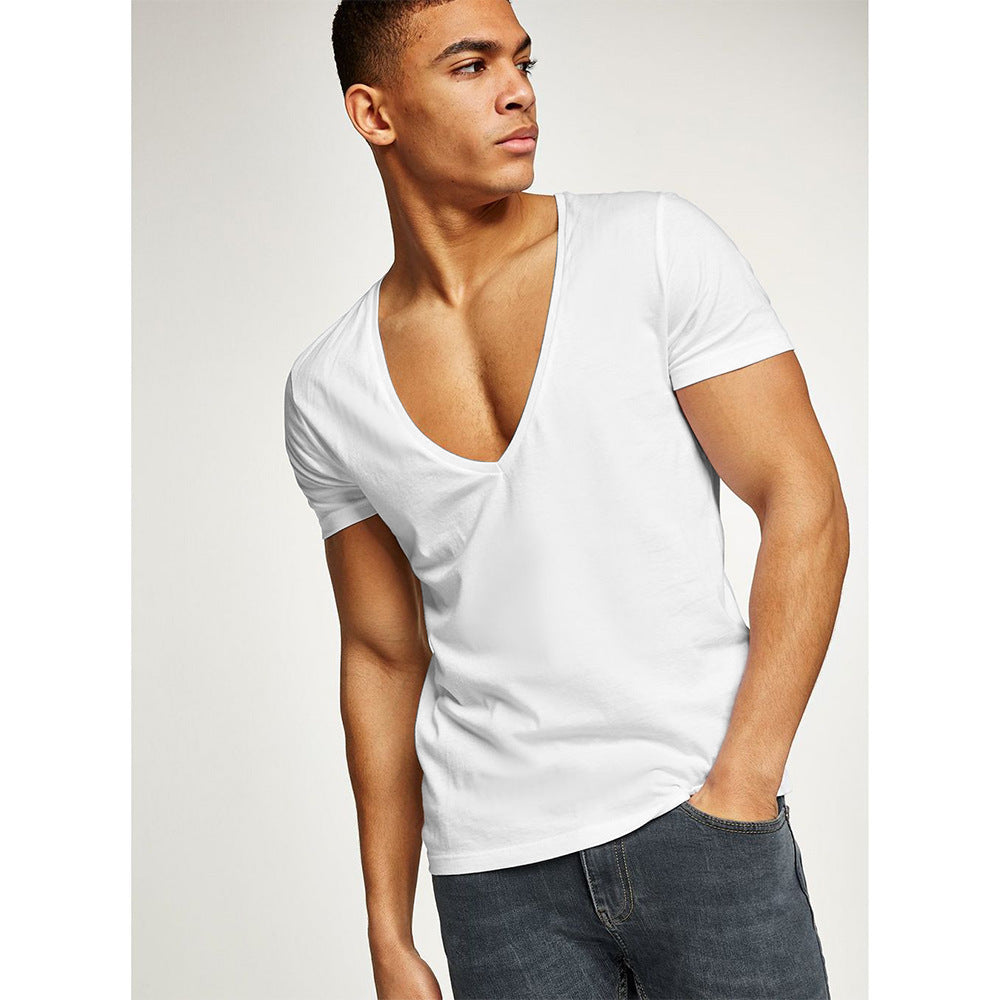 Camiseta de cuello en V profundo para fitness, deportes y ocio 