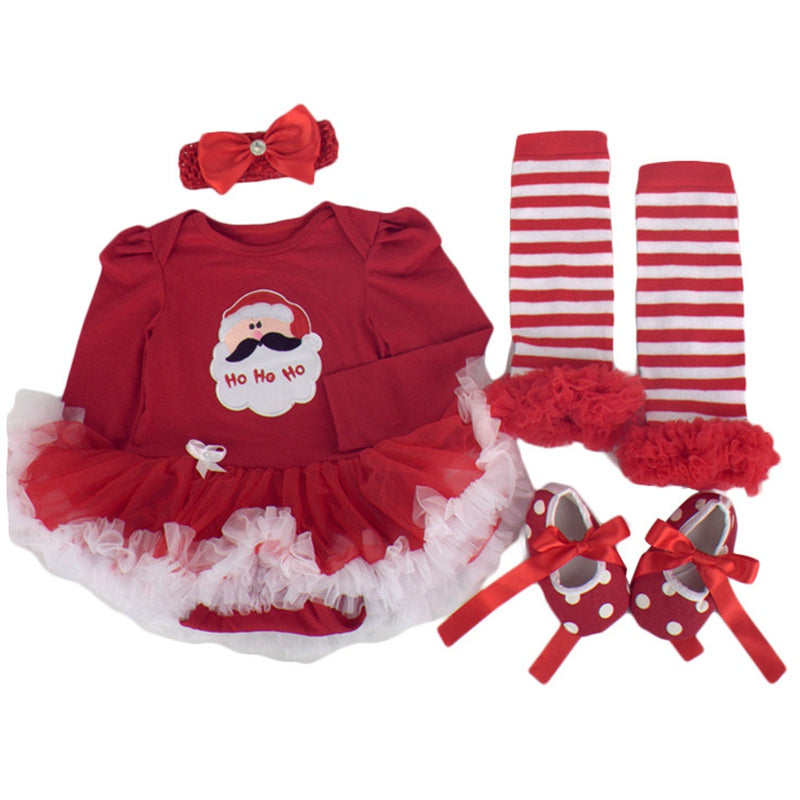 Conjunto de ropa para recién nacido de cuatro piezas para regalo de Navidad para bebé 
