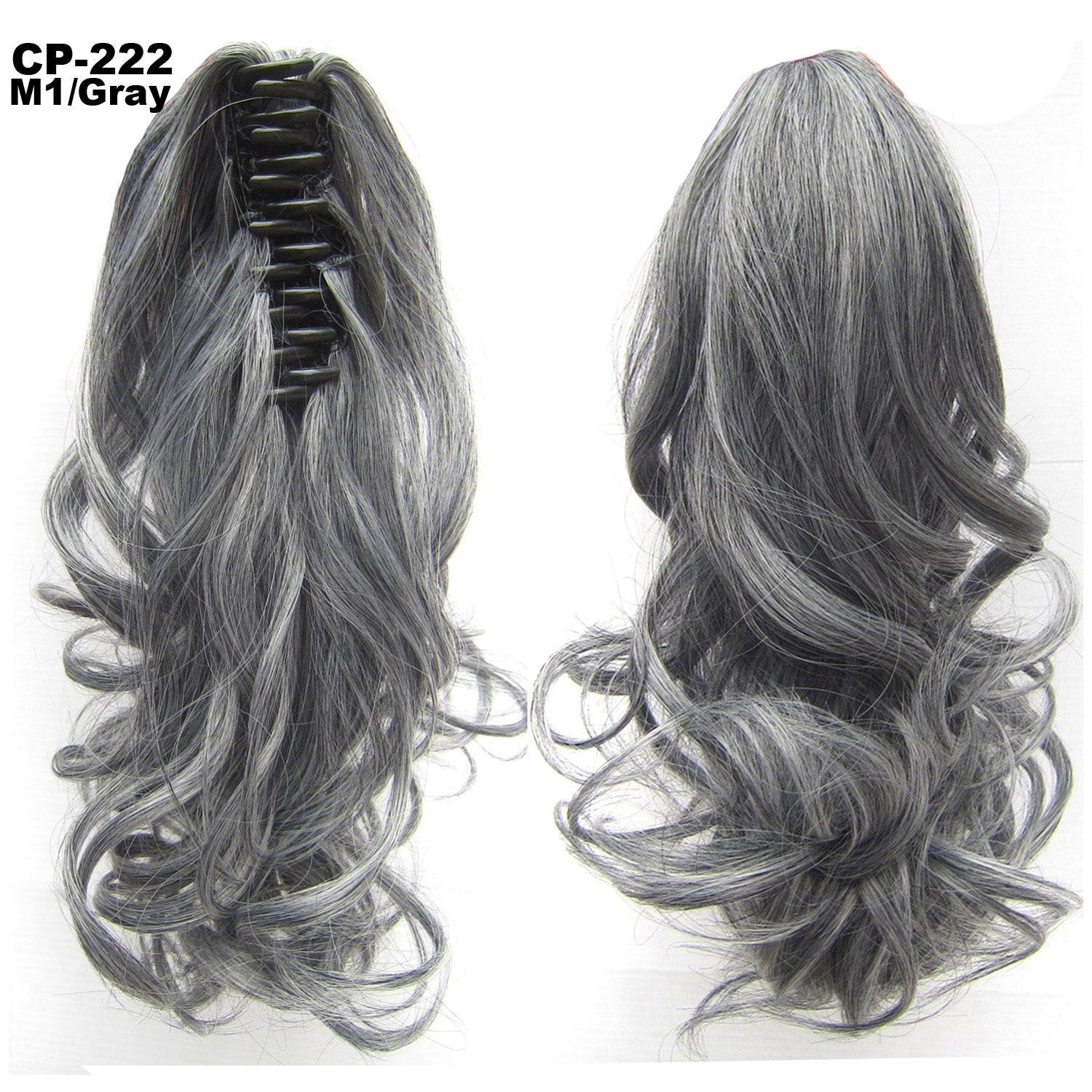 Cola de caballo ondulada larga, envuelta alrededor de la cola de caballo, con clip, tocado, postizo gris, extensiones naturales
