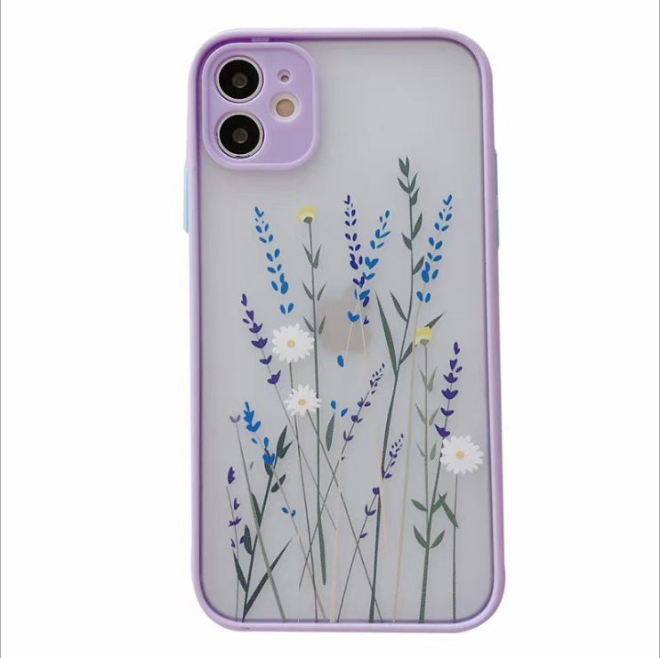 Bonita funda para teléfono con diseño de hojas y flores