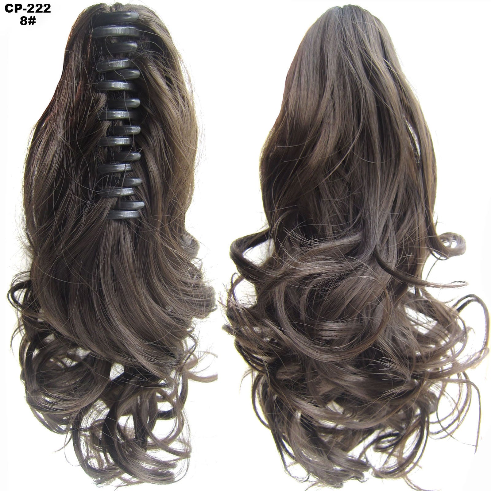 Cola de caballo ondulada larga, envuelta alrededor de la cola de caballo, con clip, tocado, postizo gris, extensiones naturales