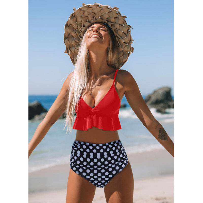 Ruffled Bikini Set Women Flounce Two Piece Swimsuit Beach Summer