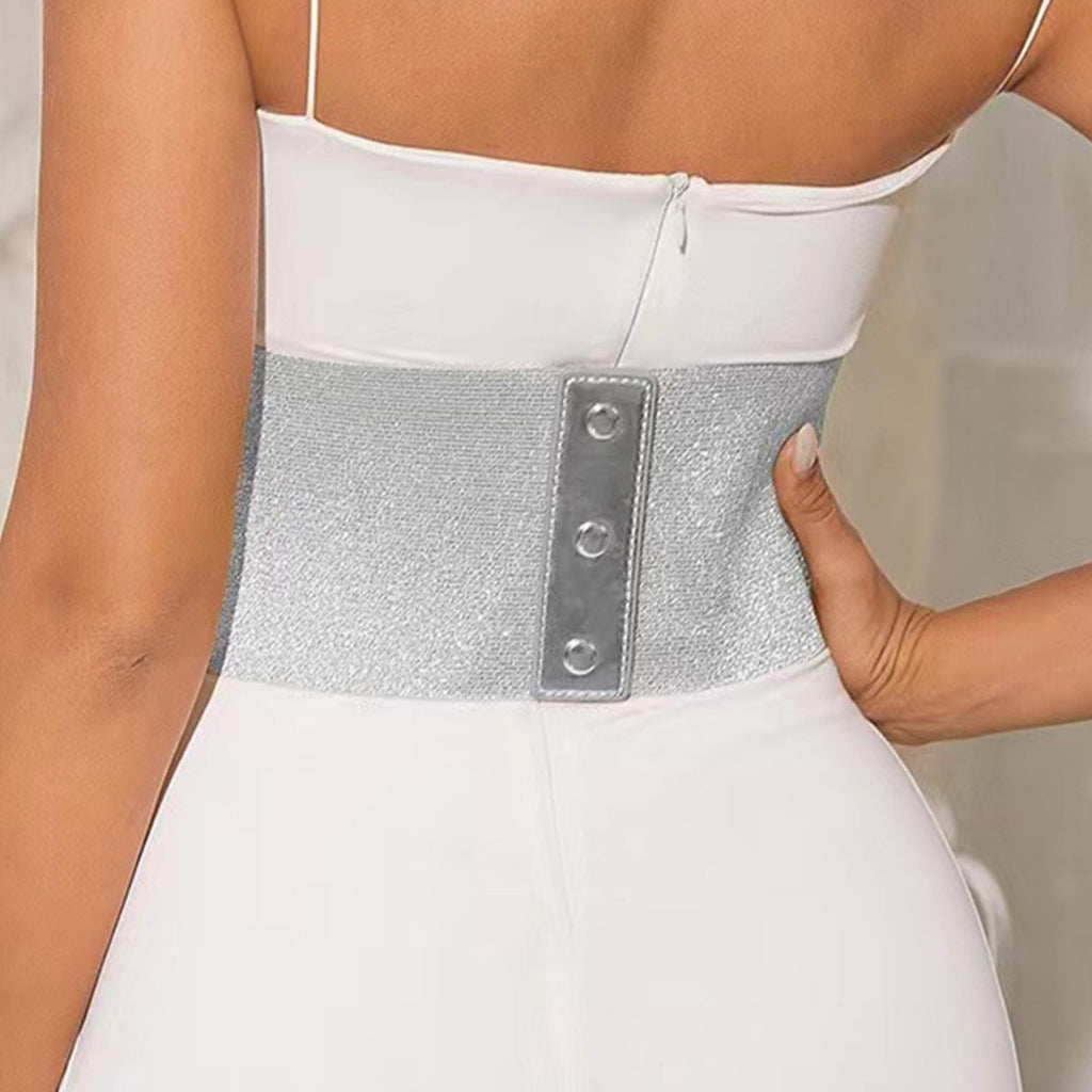 Cinturón elástico ancho y decorativo versátil de estilo europeo y americano para faldas de primavera y otoño para mujer.