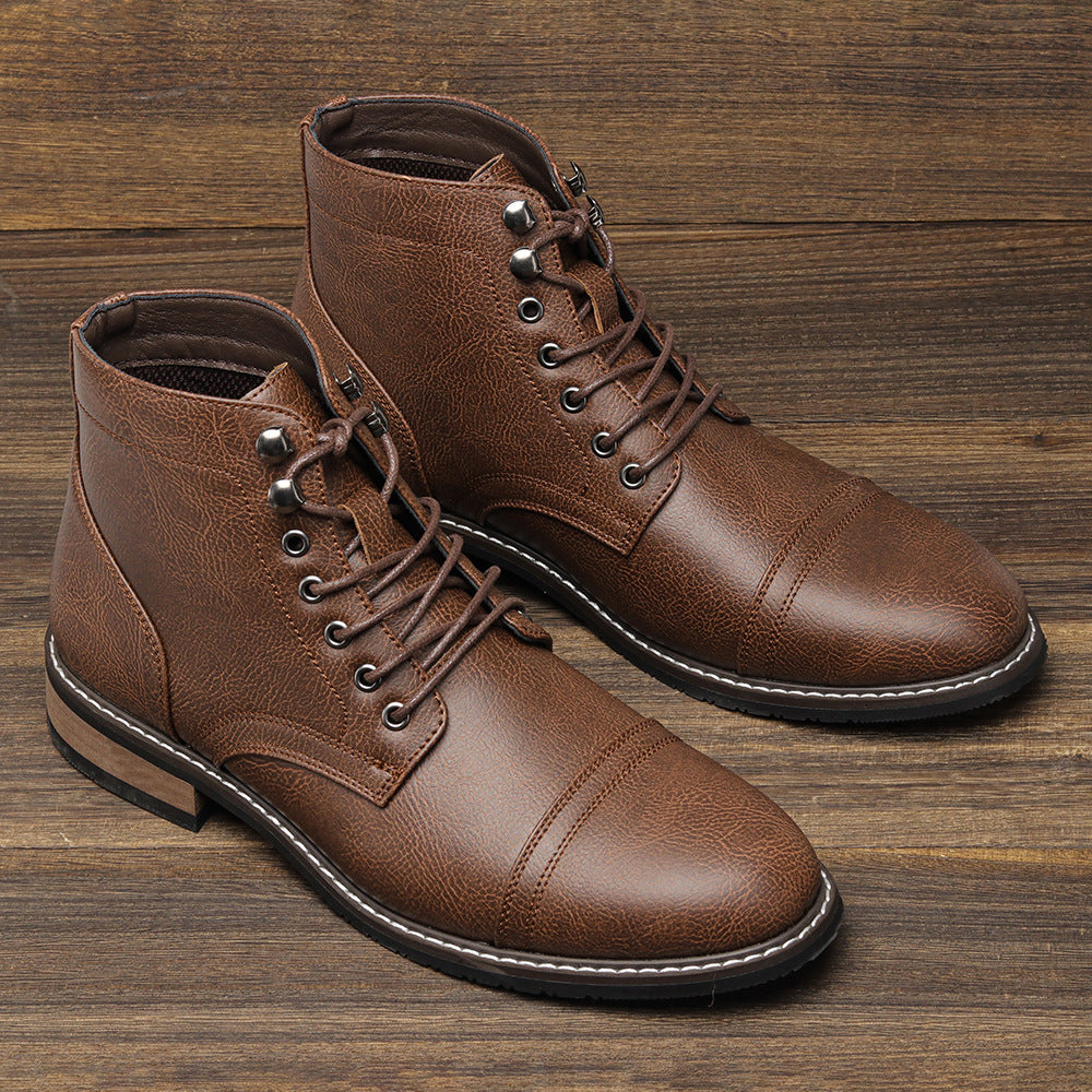 Botas casuales de cuero vintage para hombre