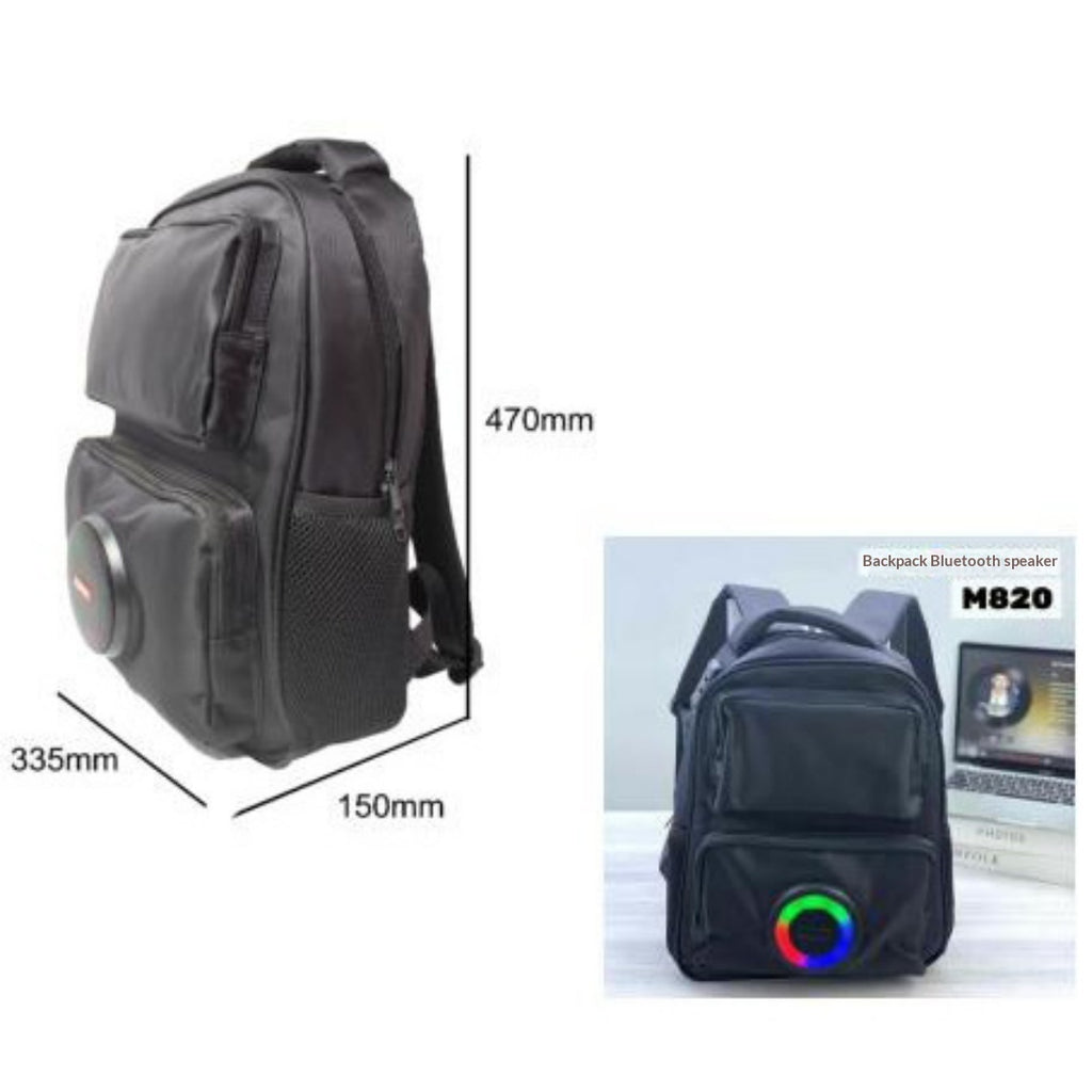 Mochila con altavoz Bluetooth multifuncional, portátil y recargable para uso en exteriores.
