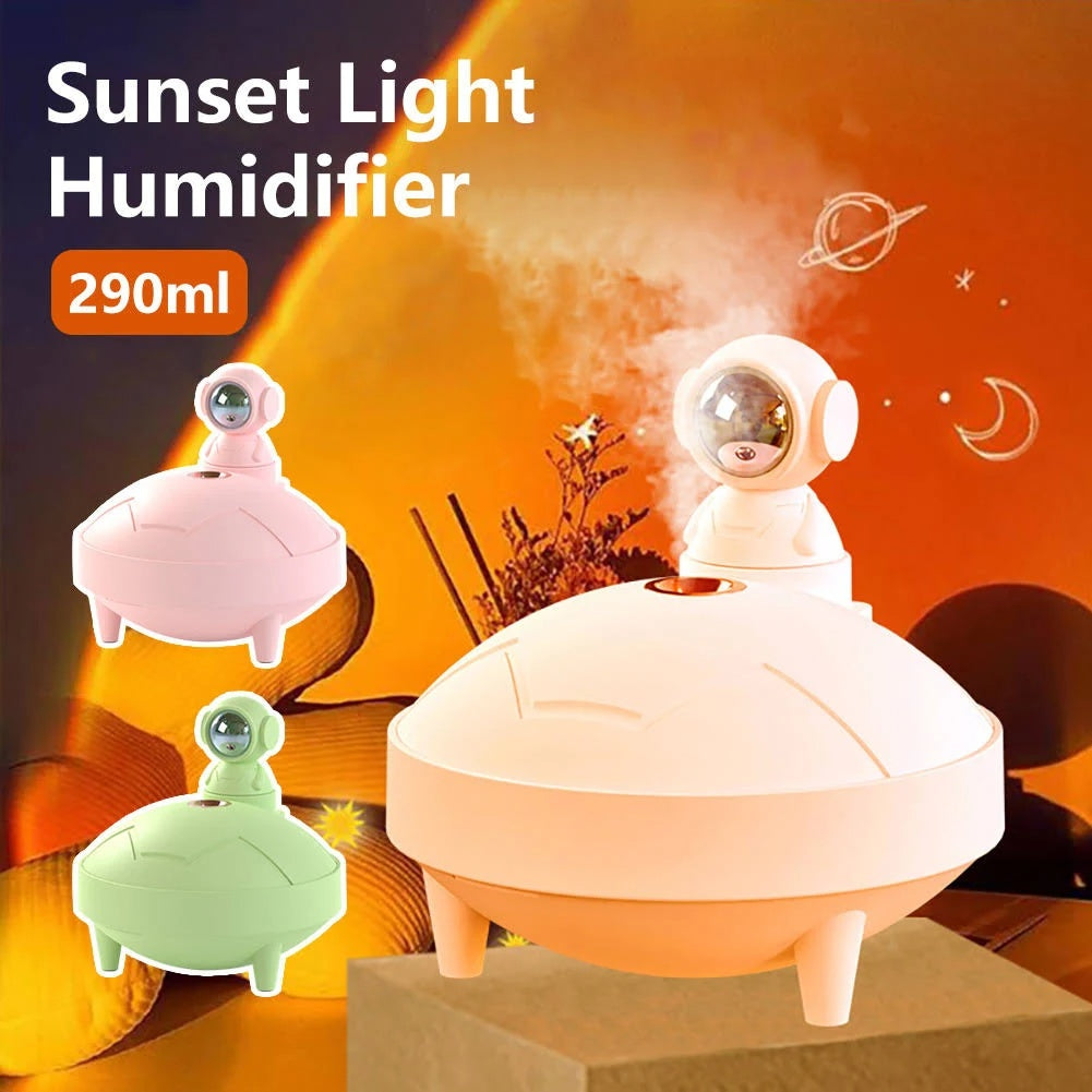 Humidificador de lámpara de astronauta con 2 modos de pulverización y cabezal giratorio de 360 ​​grados, lámpara de proyector con carga USB