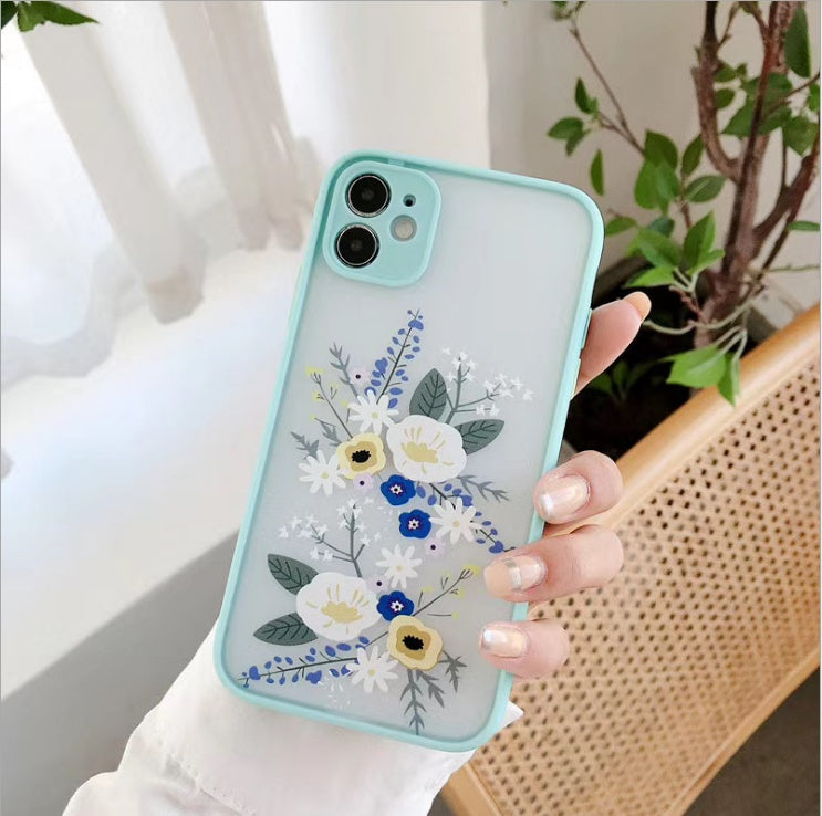 Bonita funda para teléfono con diseño de hojas y flores