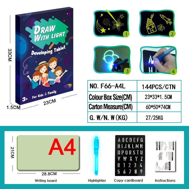 Tablero de dibujo educativo 3D con 8 efectos de luz y rompecabezas