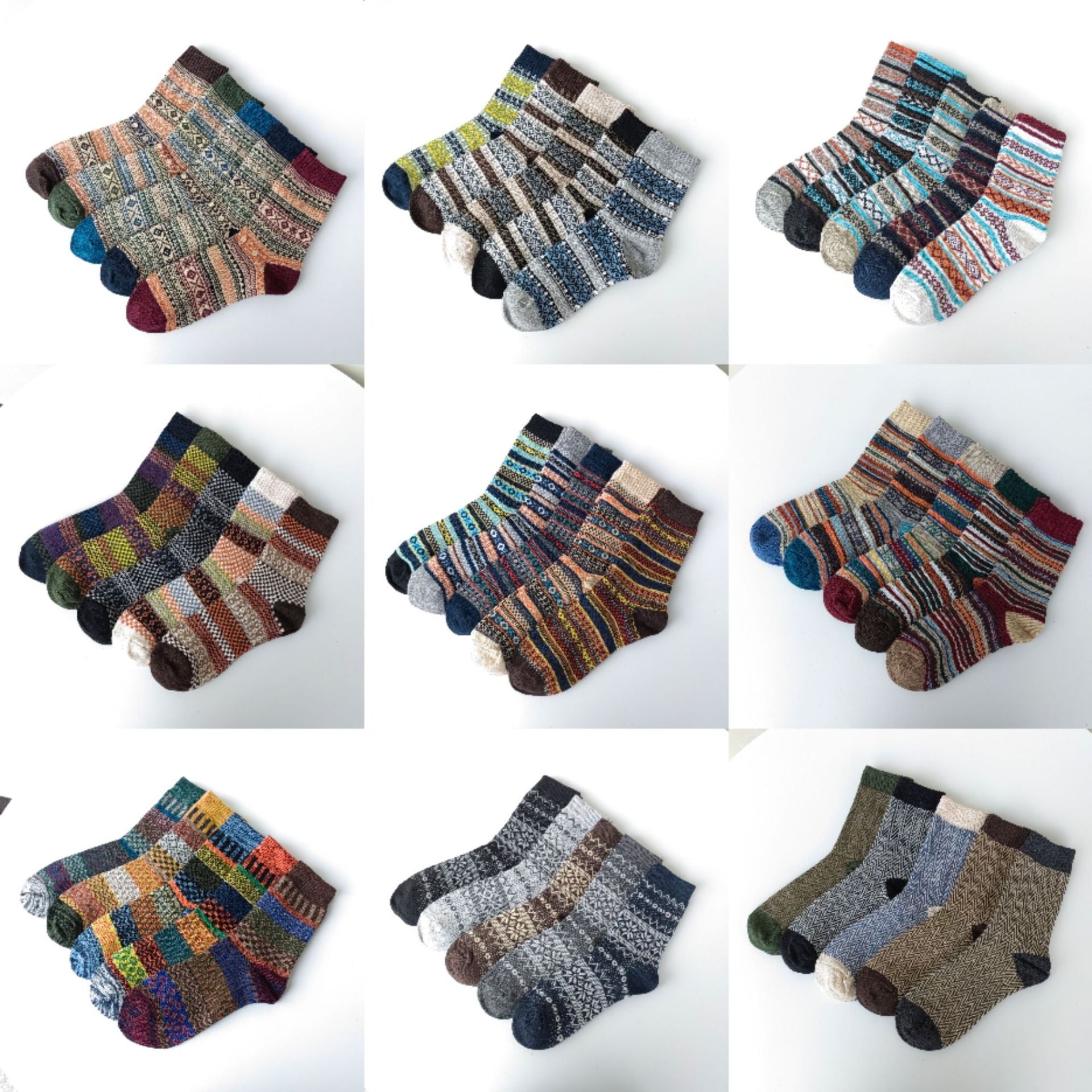 Calcetines de hombre de lana estilo étnico vintage para invierno