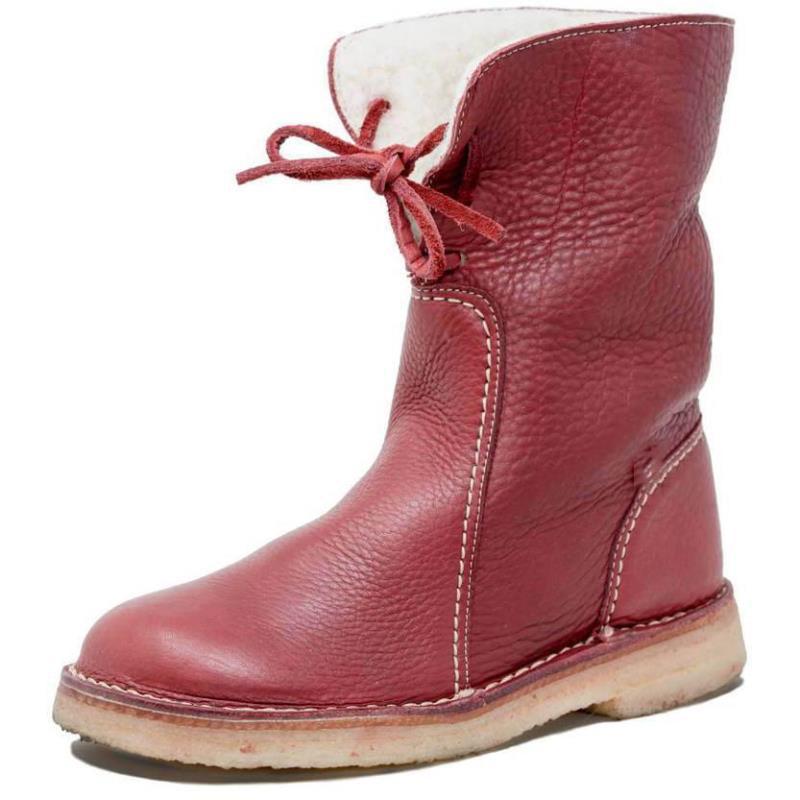 Botas de nieve para mujer, botas de invierno de piel de felpa con cordones para mujer