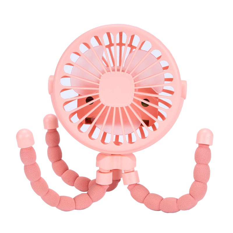 Mini ventilador portátil multifuncional para cochecito de niños con carga USB y diseño de pulpo