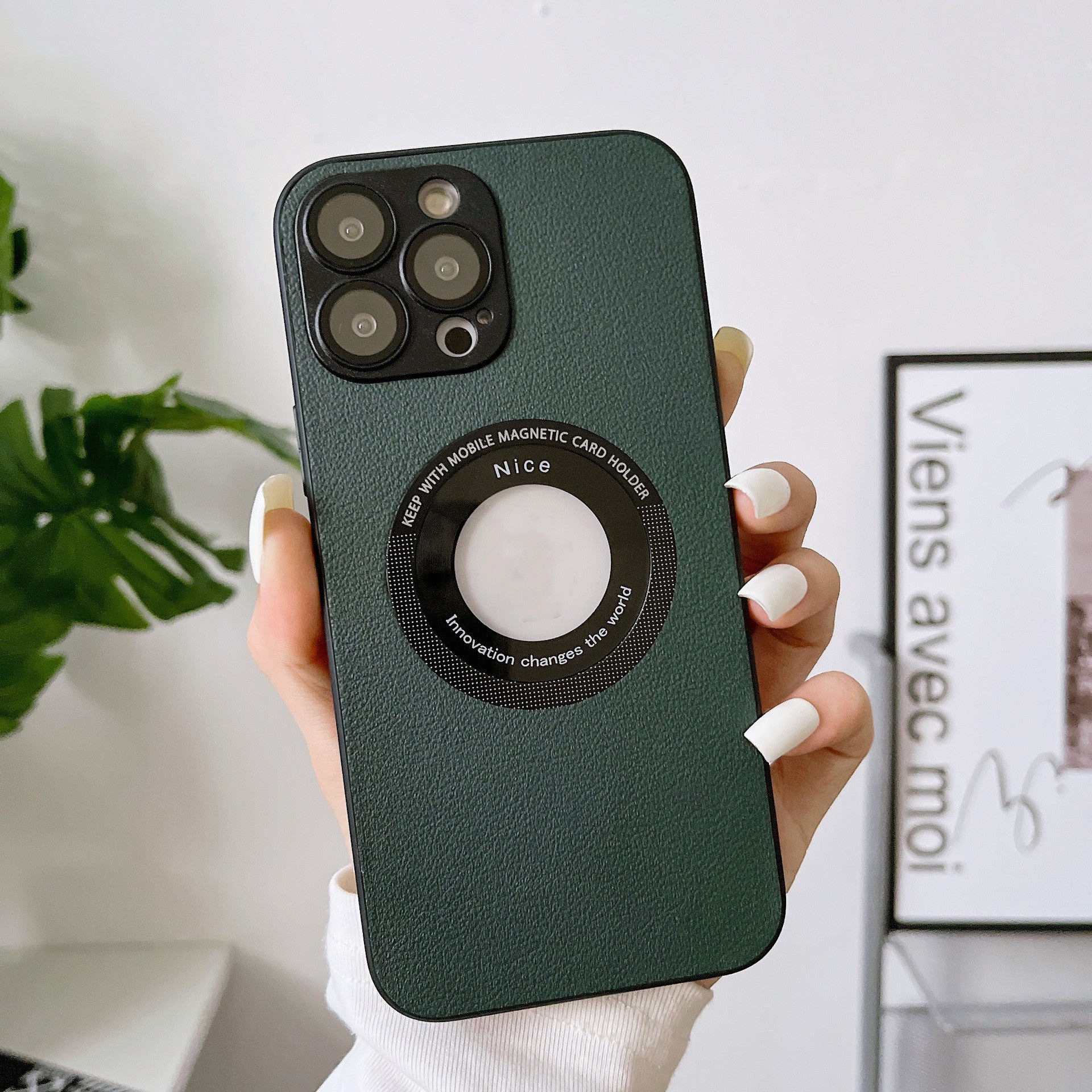 Funda de piel de grano de lichi para iPhone 15 PRO