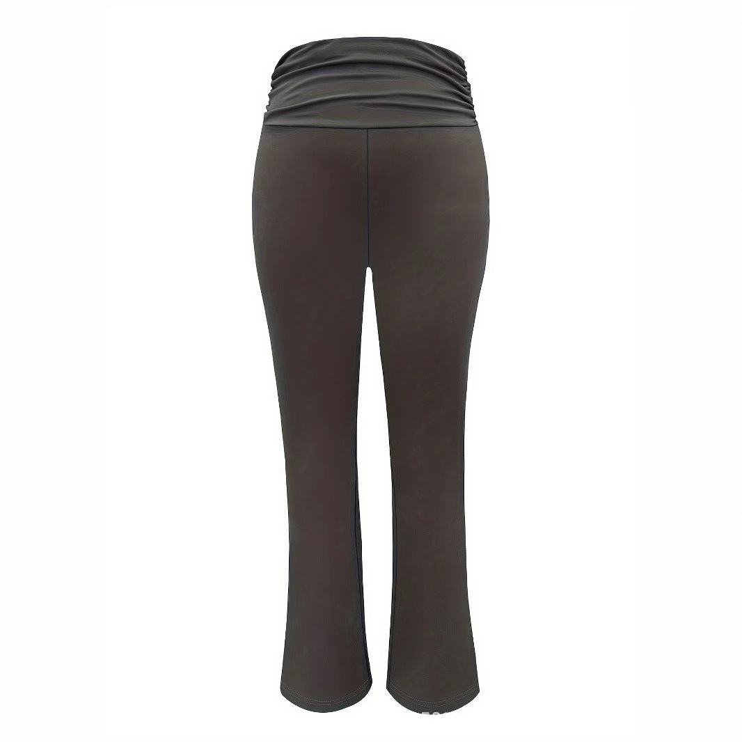 Leggings de punto personalizados con cinturilla fruncida y doblada