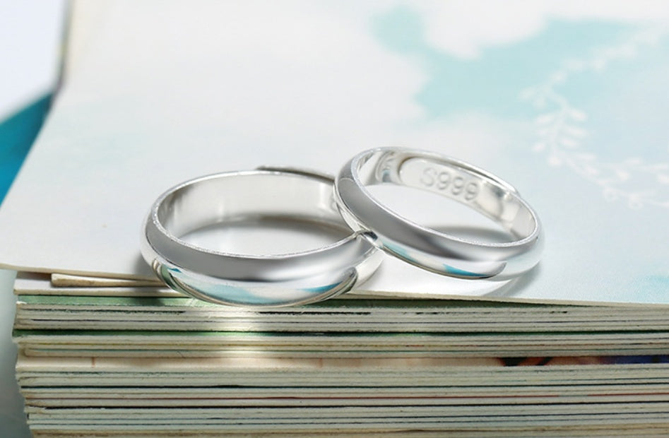 Anillo brillante sencillo de plata para hombre