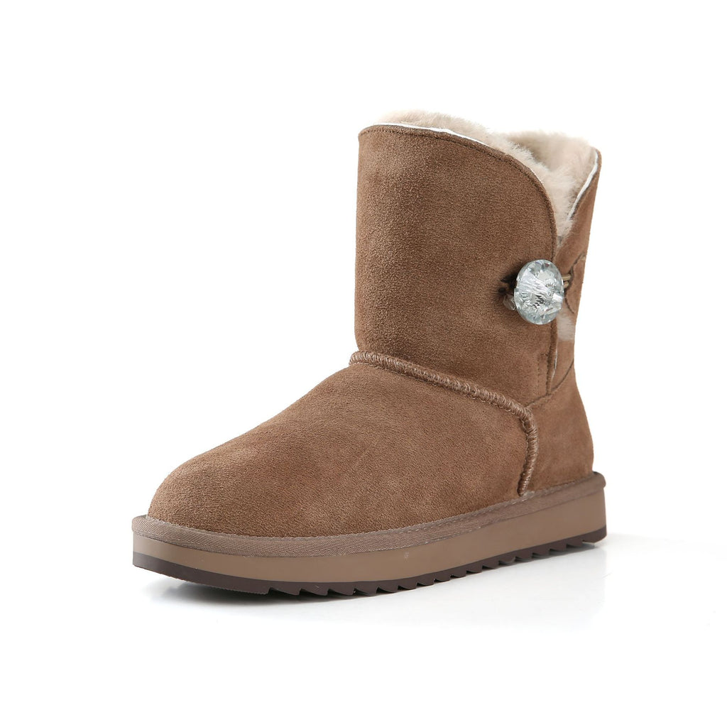 Botas medianas y botas cortas de piel con pelo integrado