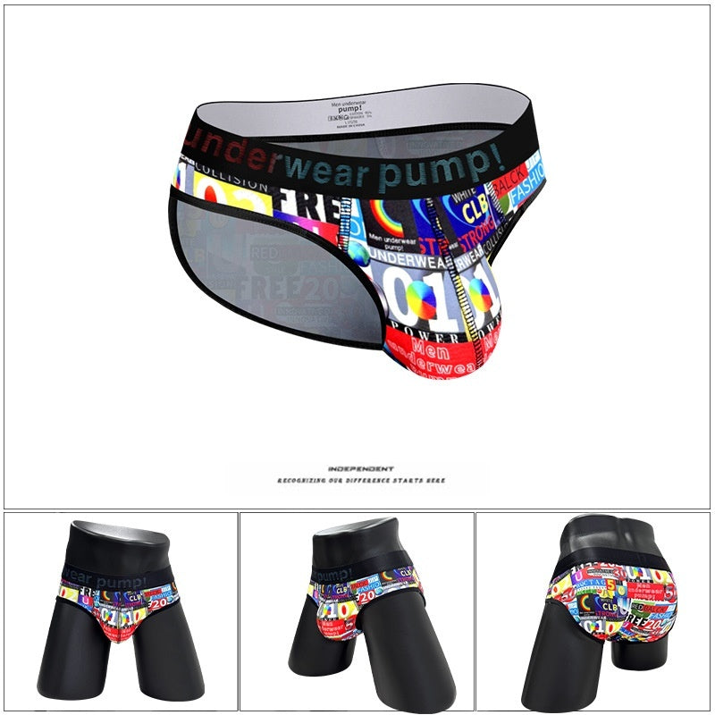 Ropa interior elástica con estampado grande y triángulo de cintura baja para hombre, talla grande