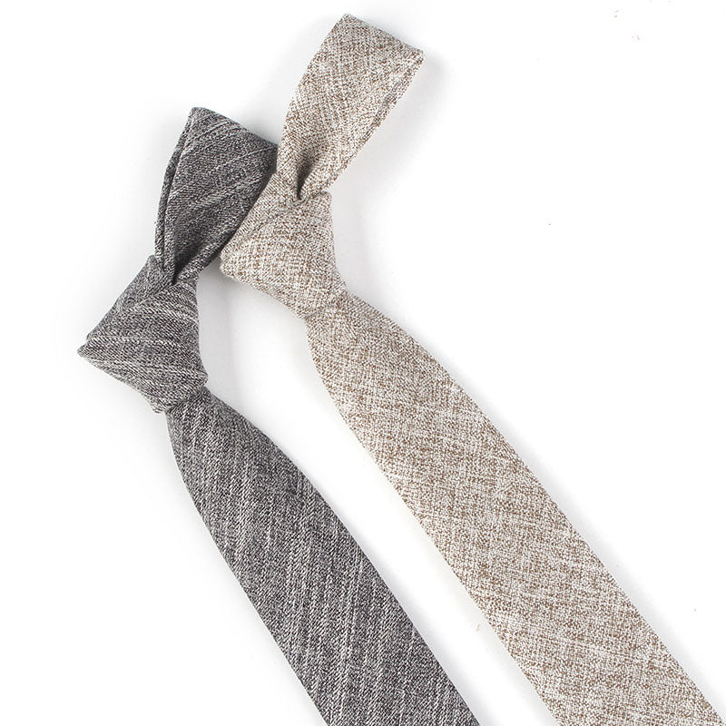Corbata estrecha de algodón de estilo coreano de color liso para hombre, de 6 cm, para uso formal, informal, de negocios y boda