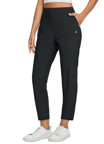 Pantalones casuales con cintura elástica y bolsillos con cremallera para mujer
