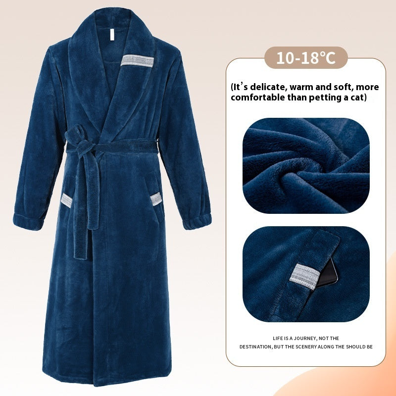 Pijama de invierno para hombre, de talla grande, con forro polar y fibra de leche, de longitud media