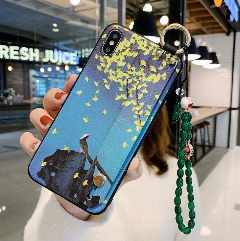 Compatible con Apple, fundas para teléfono con correa de muñeca con flores de rosas para iPhone