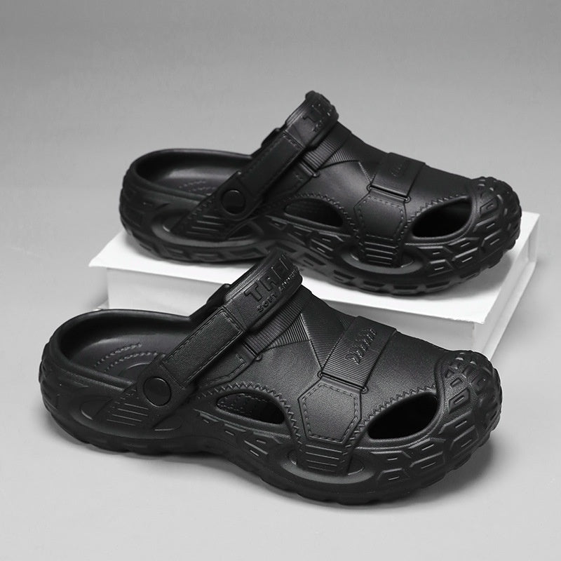 Zuecos de playa cerrados con suela blanda antideslizantes para hombre, de verano, para exteriores