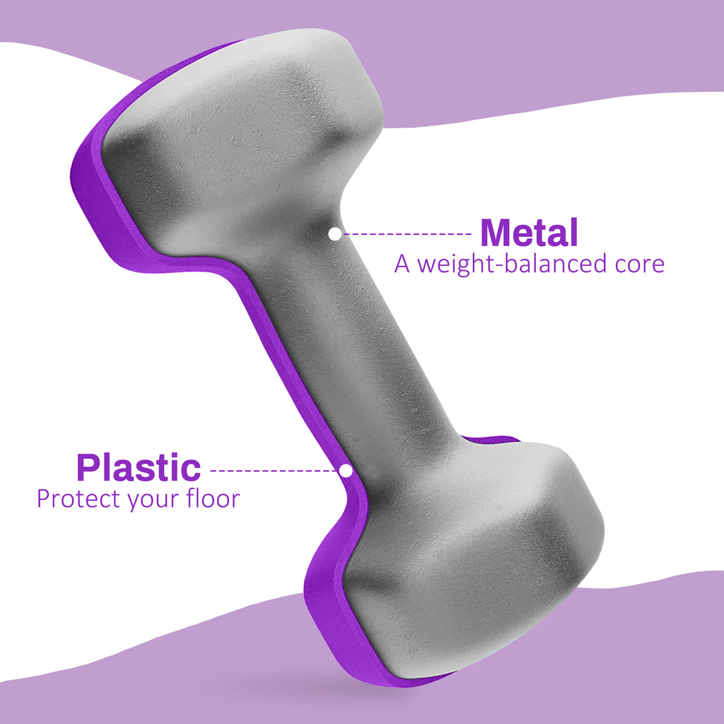 SPORTNOW 2 X 4kg Hexagonal Dumbbells Weights Set With Non-Slip Grip For Home Gym Workout, Purple