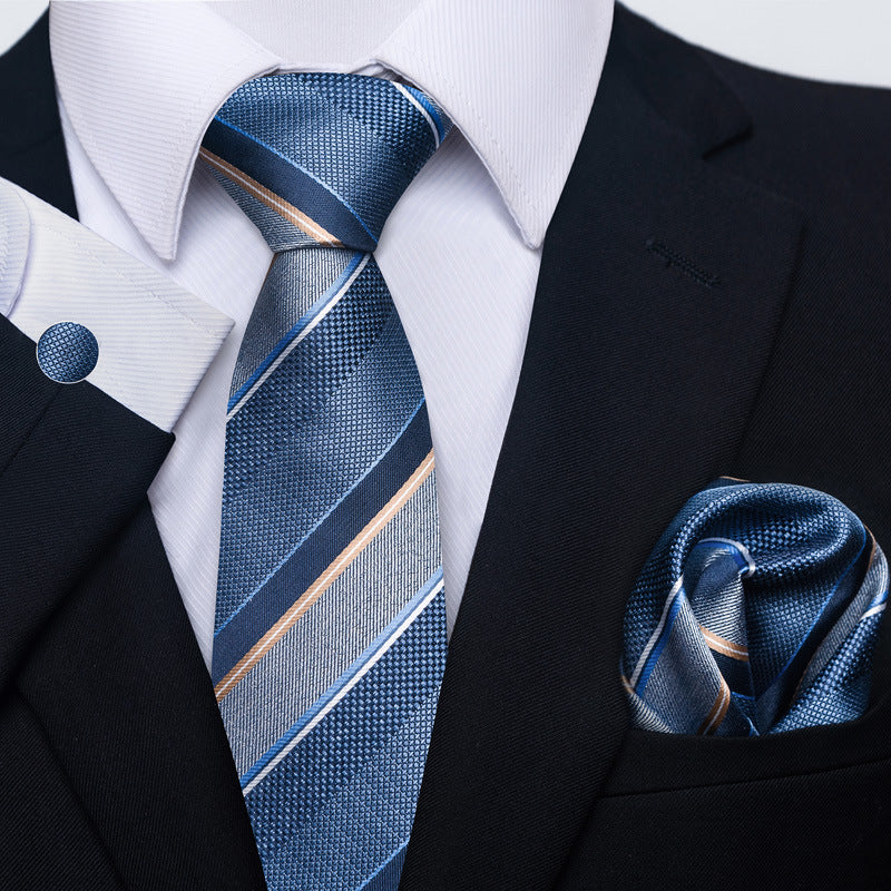 Conjunto de corbata, bufanda y puños con hebilla para hombre, creativo, combinable con todo, para negocios y formal