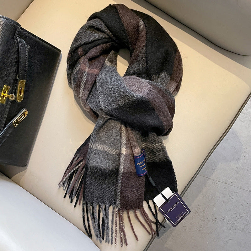 Wool Scarf Men's Winter Red New Style Fruit Green Gray