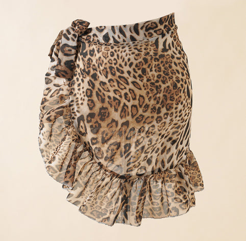 Falda de playa con estampado de leopardo para mujer