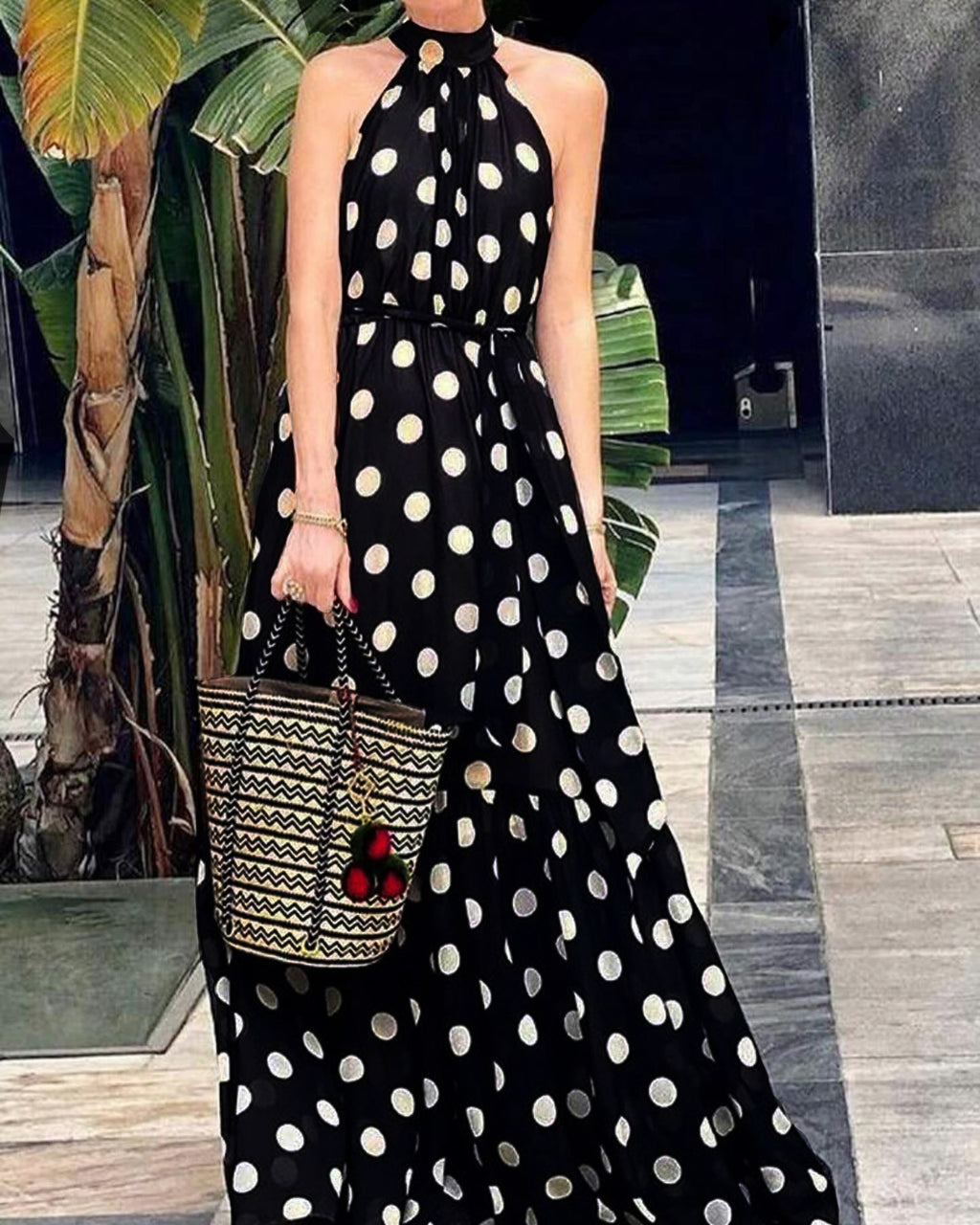 Women's Halterneck Printed Fashionable Dress