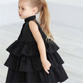 Vestido sencillo de moda de color sólido sin mangas para niñas pequeñas y medianas