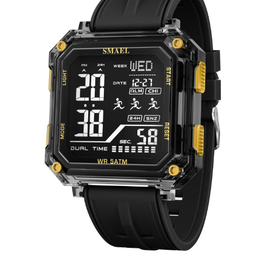 Reloj deportivo con alarma y cronómetro de moda informal para estudiantes.