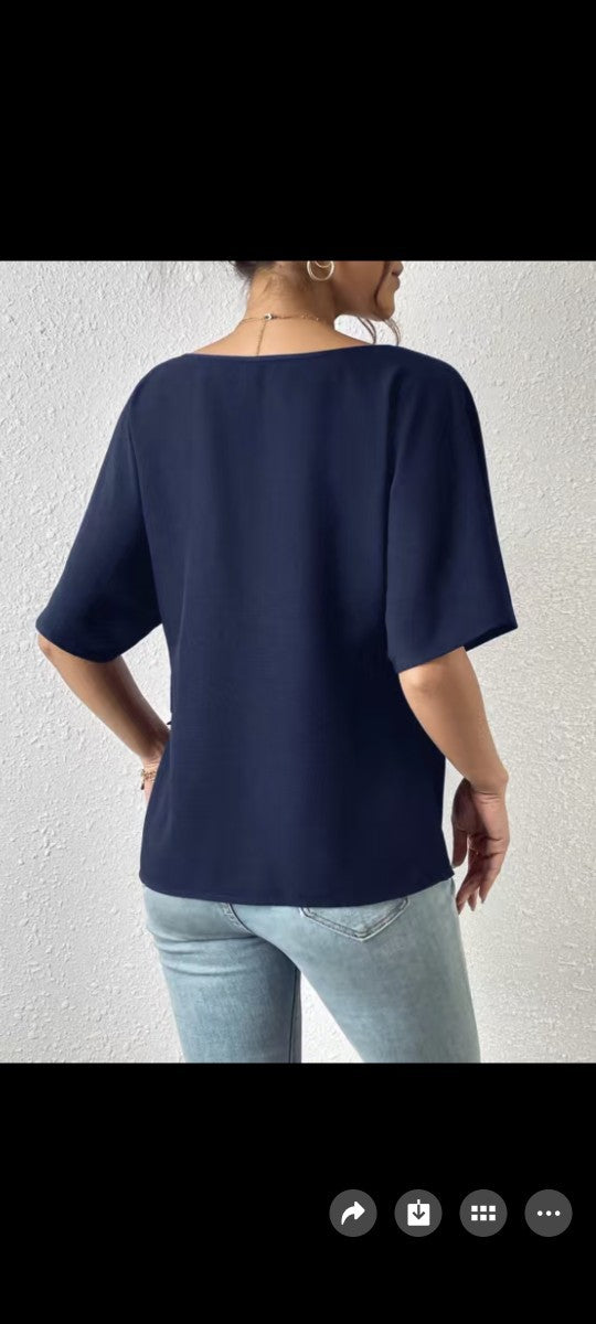 V-neck Slim-fit Short-sleeve Top Fashionable And Versatile