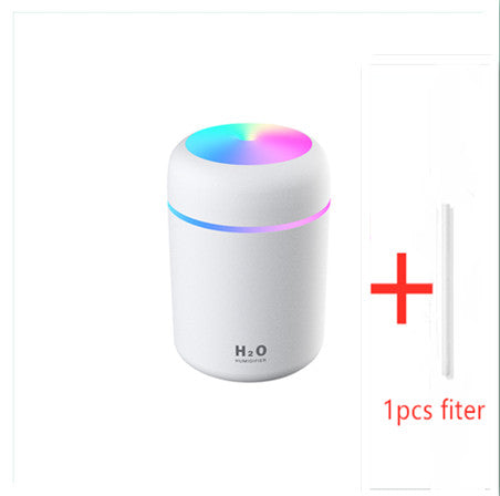 Humidificador de aire colorido con carga USB para coche y reposición de agua