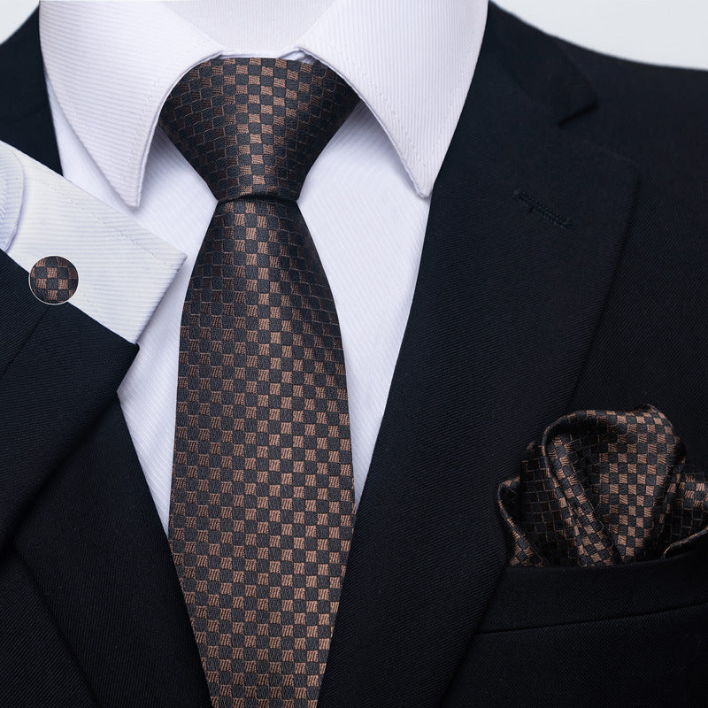 Conjunto de corbata, bufanda y puños con hebilla para hombre, creativo, combinable con todo, para negocios y formal