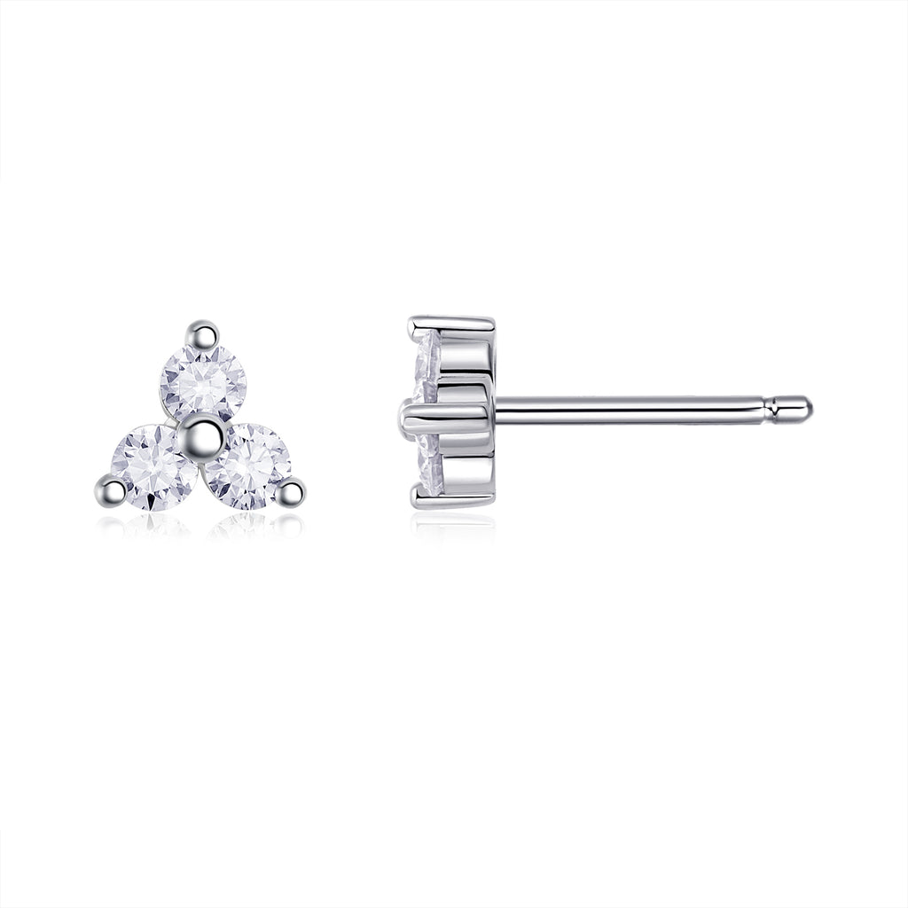 Pendientes de plata de ley S925 bañados en platino y con moissanita de alta calidad, joyería de lujo, ligera y moderna.