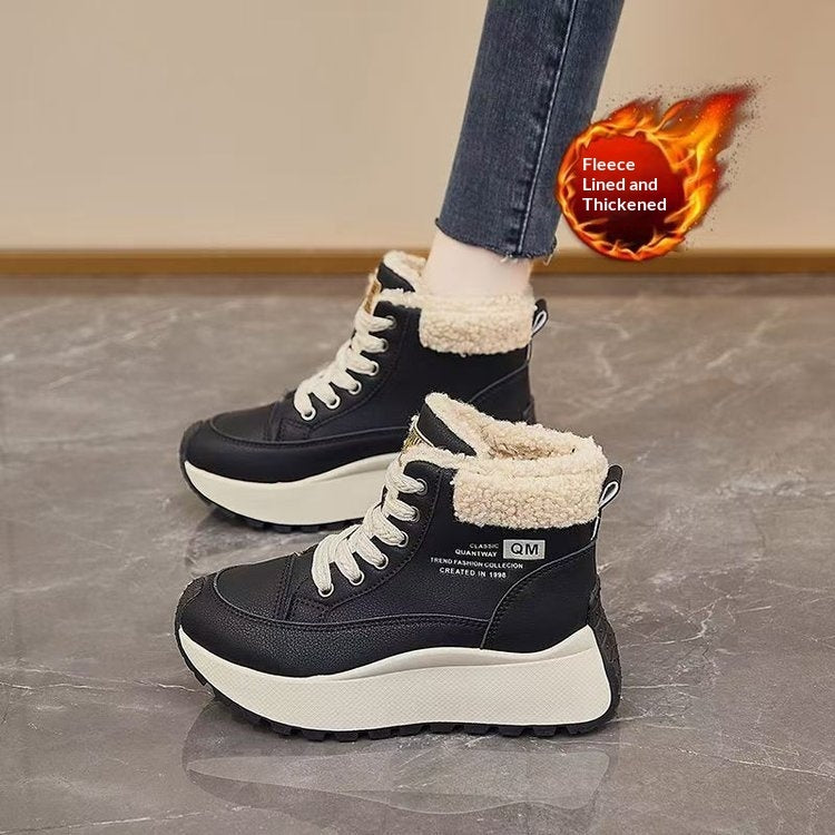 Zapatos altos de algodón con suela gruesa: zapatillas estilo papá para el invierno