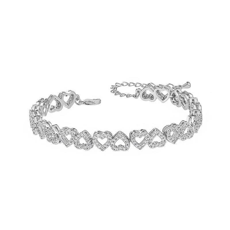 Pulsera de diamantes de alta calidad para niña con corazón de diamantes.