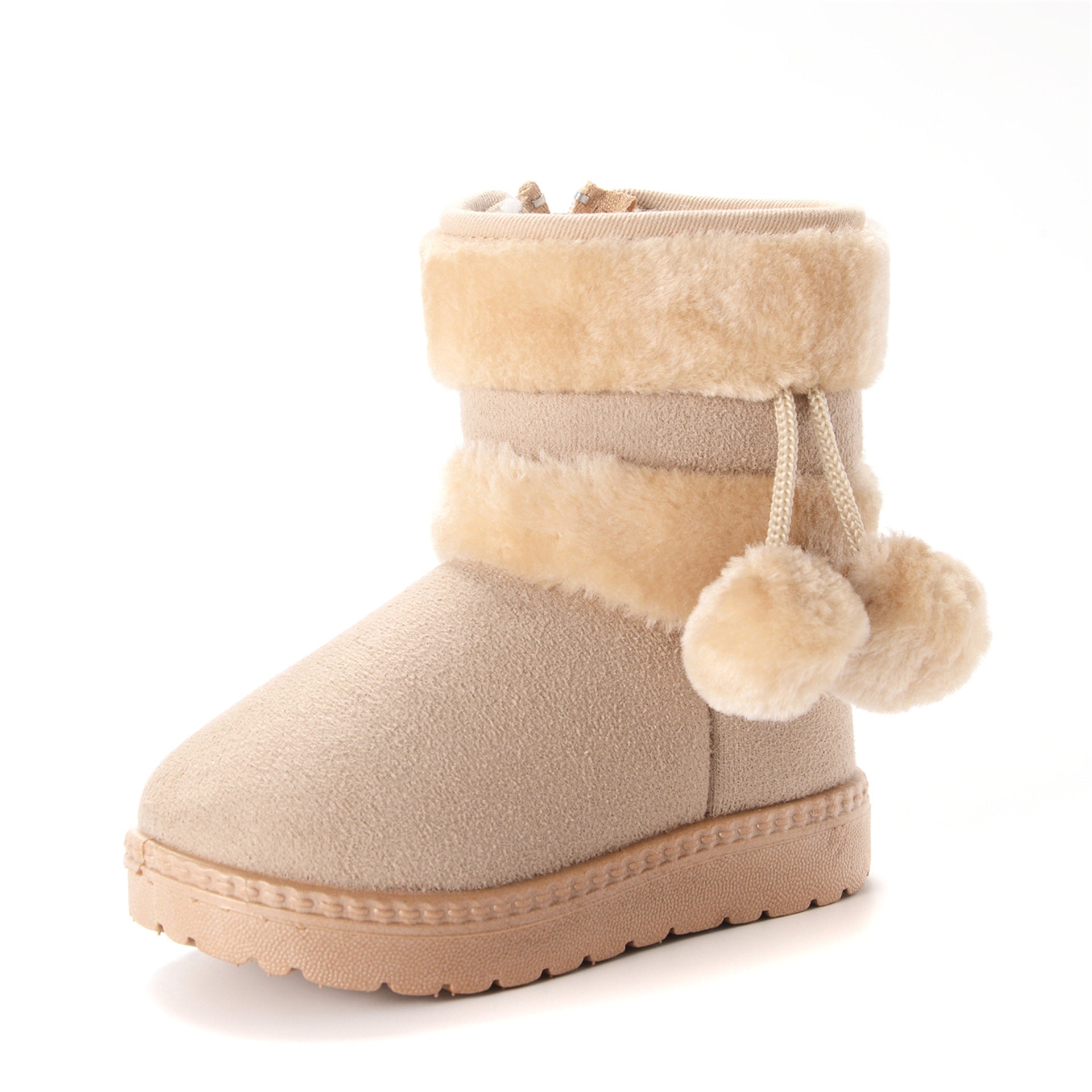 Botas de piel de búho nival con bolas de pelo para niños pequeños