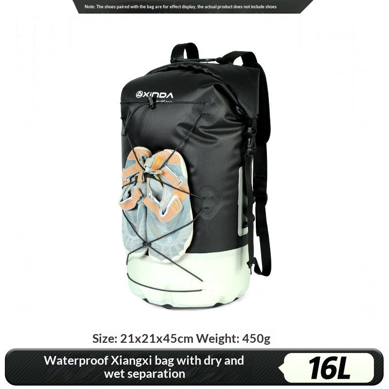 Mochila impermeable IPX7 para exteriores con separación de humedad y humedad