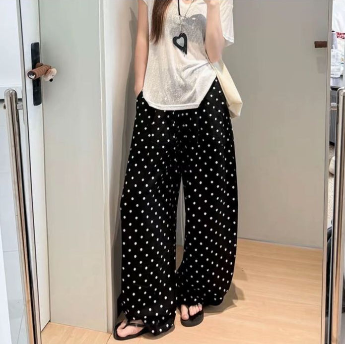Pantalones rectos de cintura alta transpirables para mujer con cordón ajustable