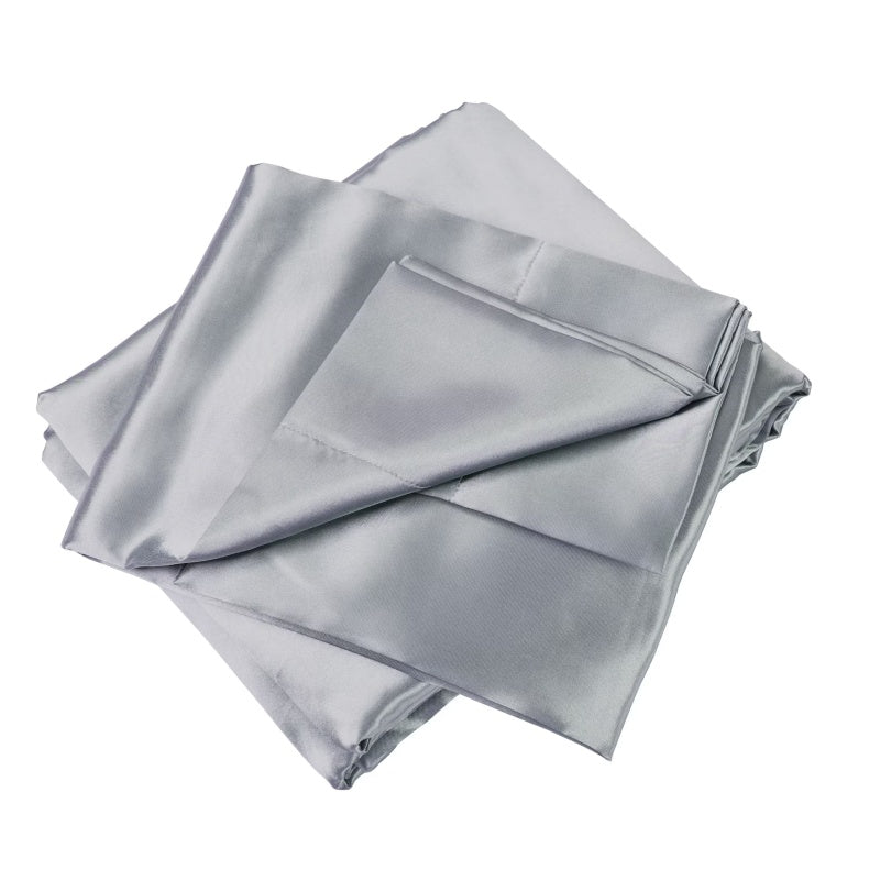 Satin Bed Sheets, King Size Sheets Set, 4 Pcs Silky Bedding Set With 15 Inches Deep Pocket For Mattress King, Grey