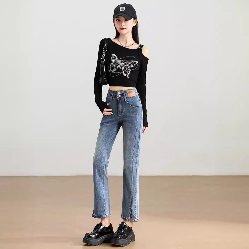 High Waist Slimming And Fashionable Design Popular Ankle-length Cigarette Pants