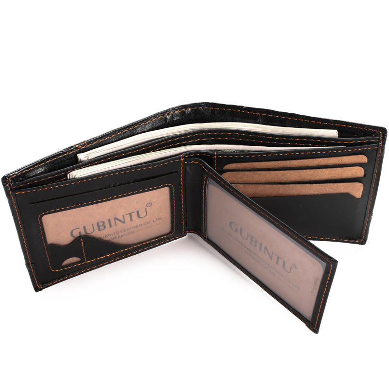Cartera de cuero corta y sencilla para hombre